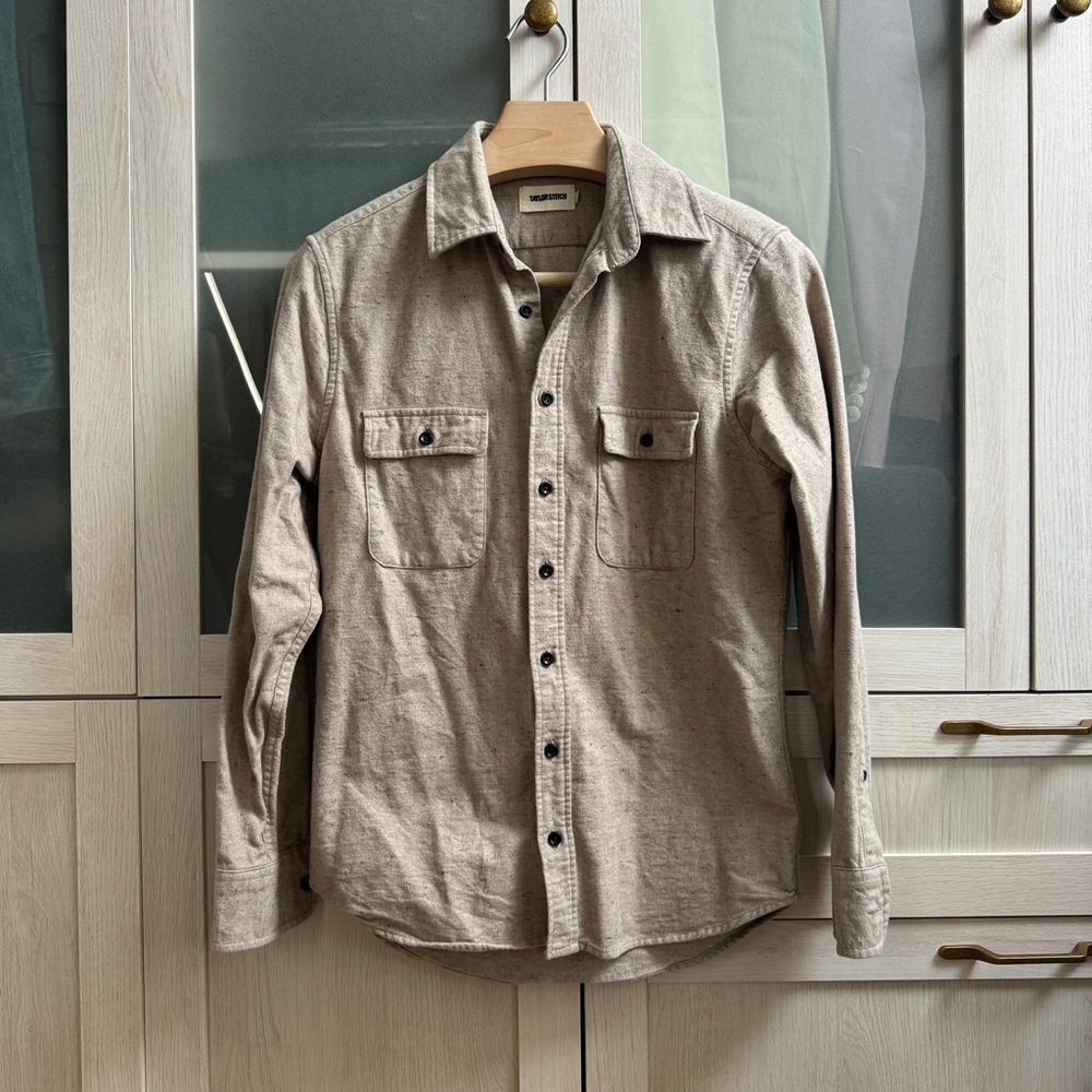 Taylor Stitch Tan Speckled Casual Button Down Shirt